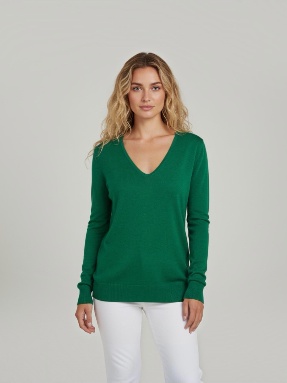 Vince Bright GreenLightweight V-Neck Sweater Oversized Small